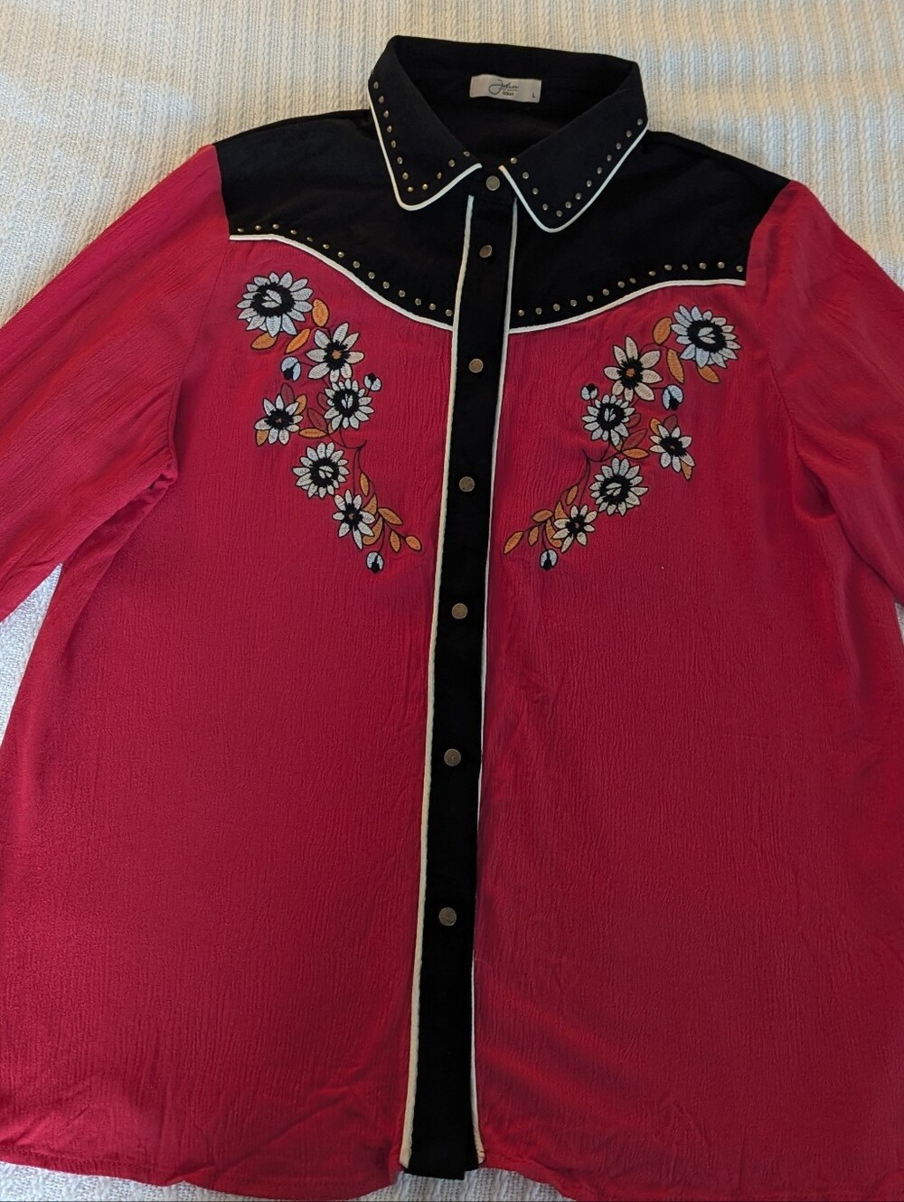 John Moon Texas Western Shirts Bundle L | Embroidered Floral Studded Fringe